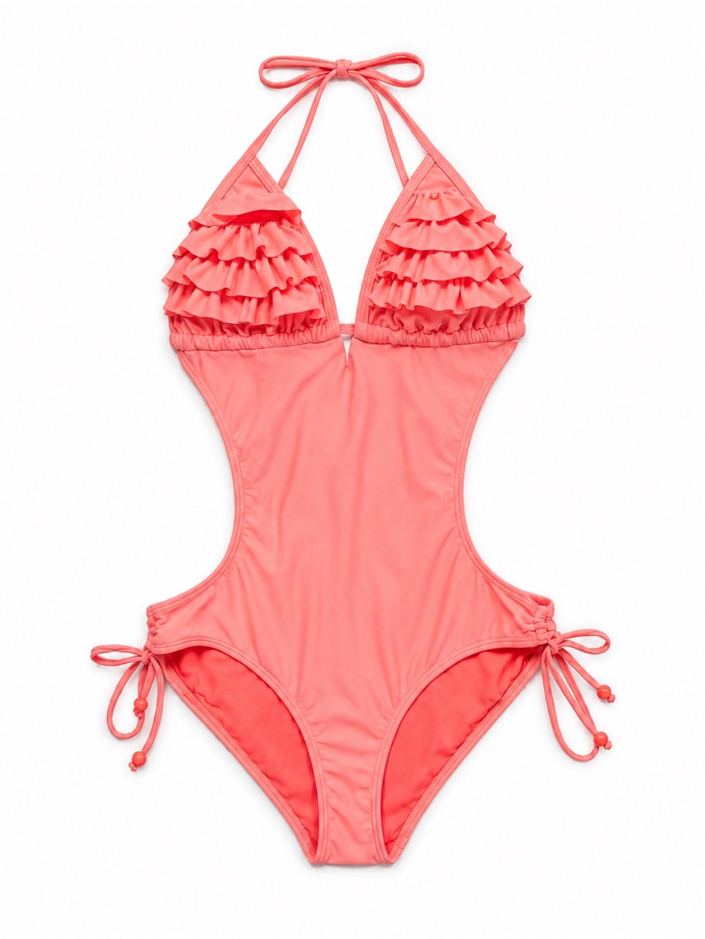OP Coral Ruffled One-Piece Swimsuit
